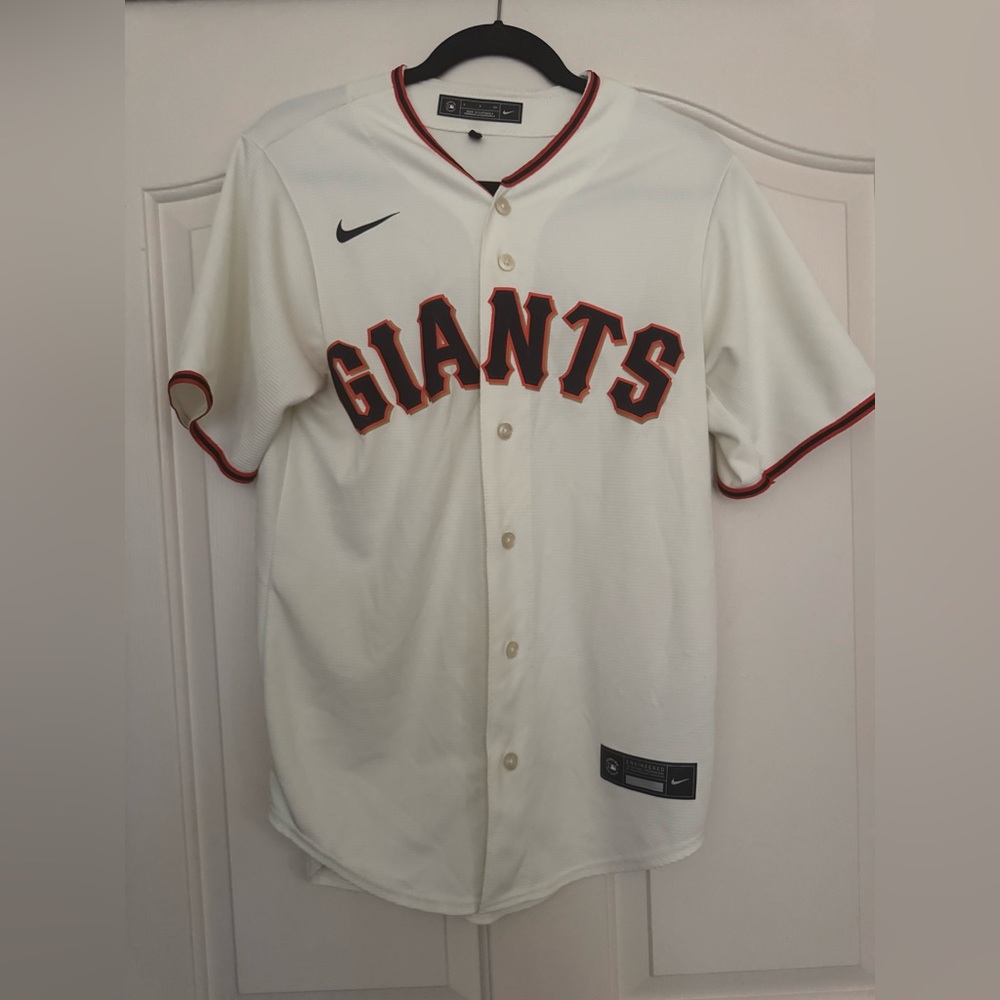 Nike Cream Baseball Jersey with Orange and Black Trim